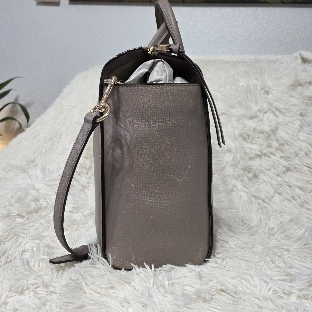 Coach Bleeker Saffiano Riley Carryall Large Crossbody Bag Taupe #30149 - Picture 4 of 16